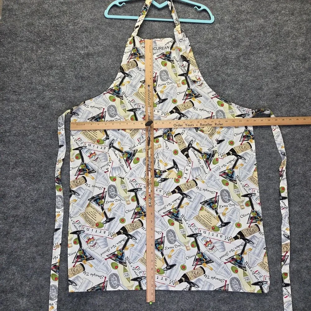 Now Designs Epicurean Cocktail Bib Apron One Size Cotton USA Martini Print Olive